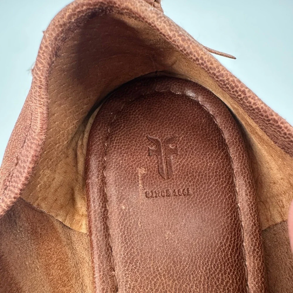Frye Regina Pointed Toe Ballet Flats Cognac Brown Leather Womens 8.5